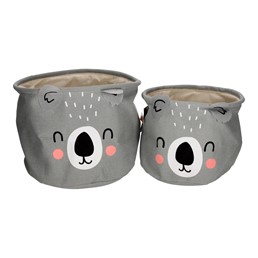 Zestaw 2 Koszy KOALA z Tkaniny Szary
