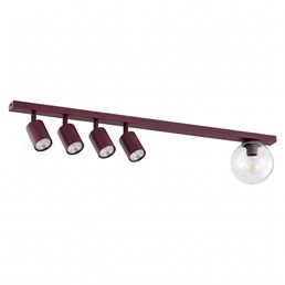 Lampa Sufitowa BASTER 5 Burgundowy/Transparentny