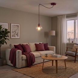 Lampa Wisząca GIGI 1 Burgundowy/Transparentny
