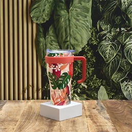 Kubek Termiczny Mini Miami Floral 600 ml Czerwony