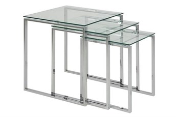 Zestaw Stolików KATRINE Szkło/Chrom