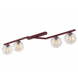 Lampa Sufitowa NATON 4 Burgundowy/Transparentny
