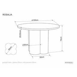 Stół ROSALIA Fi120cm Jasny Szary