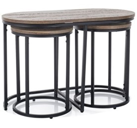 Ława TWIX fi32/fi32 40x75 Czarny/Orzech Vintage