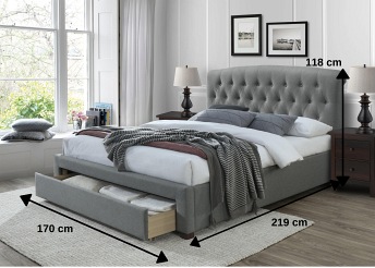 AVANTI łóżko 160 cm z szufladami popiel