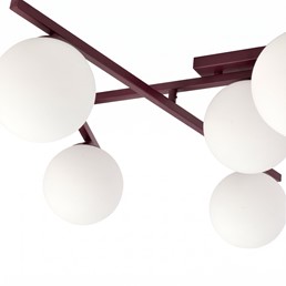 Lampa Sufitowa SMART 5 Burgundowy/Opal