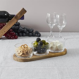 Zestaw do Podawania Przekąsek Akacja/Szkło