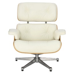 Fotel VIP 54x82x85 Biały/Walnut/Srebrna Baza