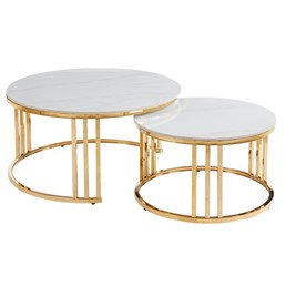 Ława L23-FX fi80 fi60 Biały Marmur/Złoty