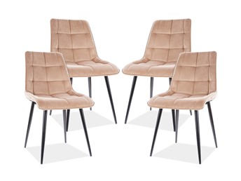 Zestaw 4x Krzesło CHIC Velvet Czarny/Beż
