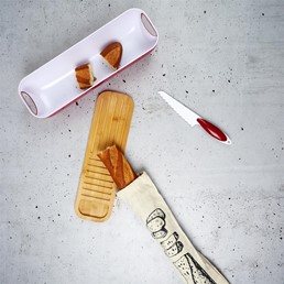 Komplet 3w1 Deska, Pojemnik z Napisem i Nóż Czerwony