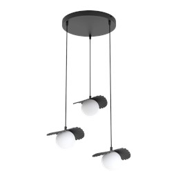 Lampa Wisząca FLORA 3PREM Czarny/Opal