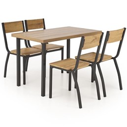 Stół + 4 Krzesła (Zestaw) MILTON Naturalny/Czarny