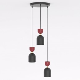 Lampa Wisząca GAUDI 3PREM Czarny/Burgundowy