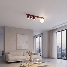 Lampa Sufitowa BASTER 4 Burgundowy/Opal