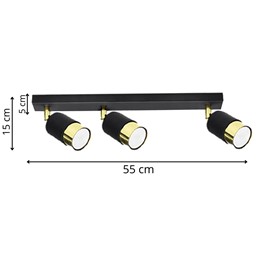 Lampa Sufitowa Plafon Massimo 3 Czarny/Złoty
