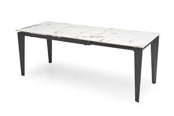 Stół Rozkładany FELIX (141-201)x81cm Biały Marmur/Czarny