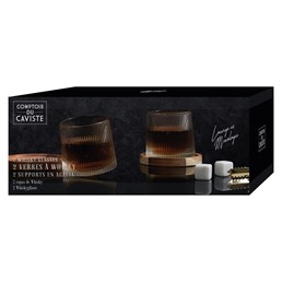 Zestaw 2 Szklanek Do Whisky z Podkładkami