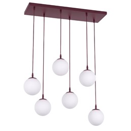 Lampa Wisząca COSMO 6 Burgundowy/Opal
