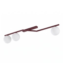 Lampa Sufitowa NATON 3 Burgundowy/Opal