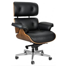 Fotel Biurowy LOUNGE GUBERNATOR BIG XL Czarny/Orzech