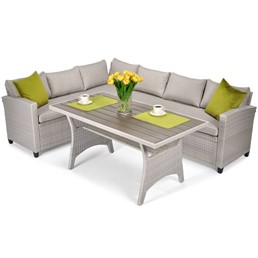 Zestaw Ogrodowy z technorattanu SZTOKHOLM Jasny Szary