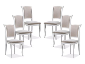 Zestaw 6x Krzesło MN-SC Biały/Beżowy Wzór Tap.132