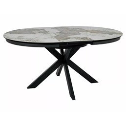 Stół Rozkładany PORTO Ceramic (160-120)x120cm Biały Połysk/Czarny Mat