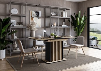 Stół Rozkładany WILSON (120x158)x77 Dąb Artisan/Czarny