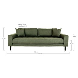 Sofa Trzyosobowa LIDO Zielony/Czarny