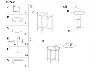Ława IBIZA C fi43 Złoty/Marmur
