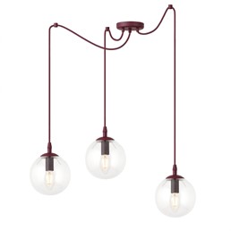 Lampa Wisząca GIGI 3 Burgundowy/Transparentny