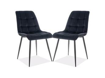 Zestaw 2x Krzesło CHIC Velvet Czarny/Czarny
