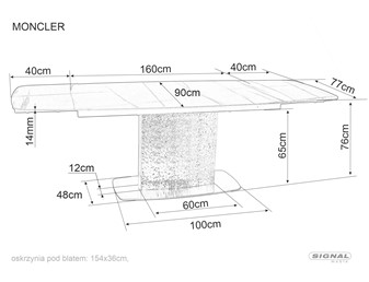 Stół Rozkładany MONCLER Ceramic (160-240)x90cm Morski/Stal