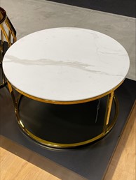 Ława SABINE fi80 Złoty/Biały Efekt Marmuru