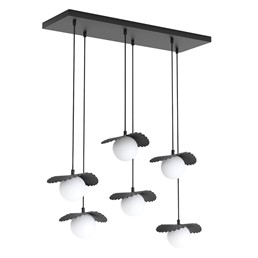 Lampa Wisząca FLORA 6 Czarny/Opal
