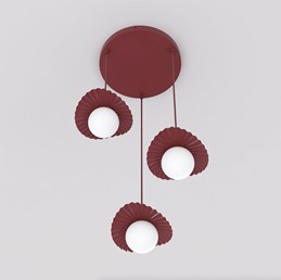 Lampa Wisząca FLORA 3PREM Burgundowy/Opal