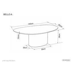 Ława BELLO A 120x80cm Czarny Połysk/Miedziany