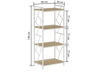 Regał R2(4P)-FX Dąb Naturalny/Biały
