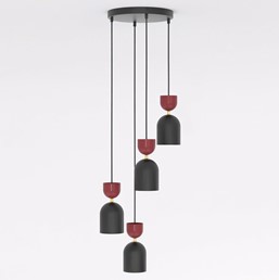Lampa Wisząca GAUDI 4PREM Czarny/Burgundowy