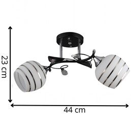 Żyrandol MILTON 2 Czarny/Biały/Srebrny