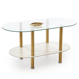 Ława DUCAT 50x100 cm Biały Marmur/Transparentny/Złoty