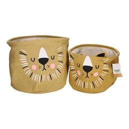 Zestaw 2 Koszy LEW z Tkaniny Żółty