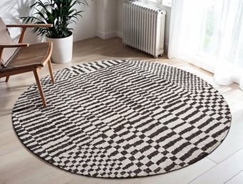 Dywan BERBER Caidal Round 9651 240x240 cm Szary/Czarny