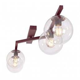 Lampa Sufitowa NATON 4 Burgundowy/Transparentny