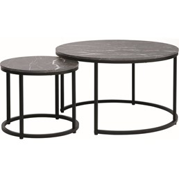 Ława Zestaw DION fi80/48 Czarny/Czarny Efekt Marmuru