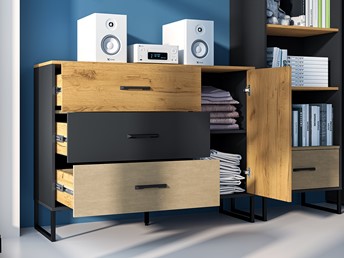 Komoda COLT 06 Dąb Craft Złoty/Czarny-Stal Premium 1D3S