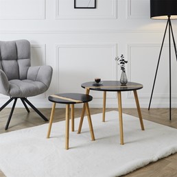 Zestaw 2 Stolików PARAIBA Czarny/Naturalny