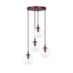 Lampa Wisząca COSMO 4PREM Burgundowy/Transparentny
