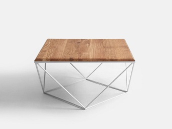 Stolik Kawowy DARYL SOLID WOOD 80 Biały/Naturalny